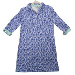 Vineyard Vines Performance Womens Dress Size XS Blue Chevron Print active resort